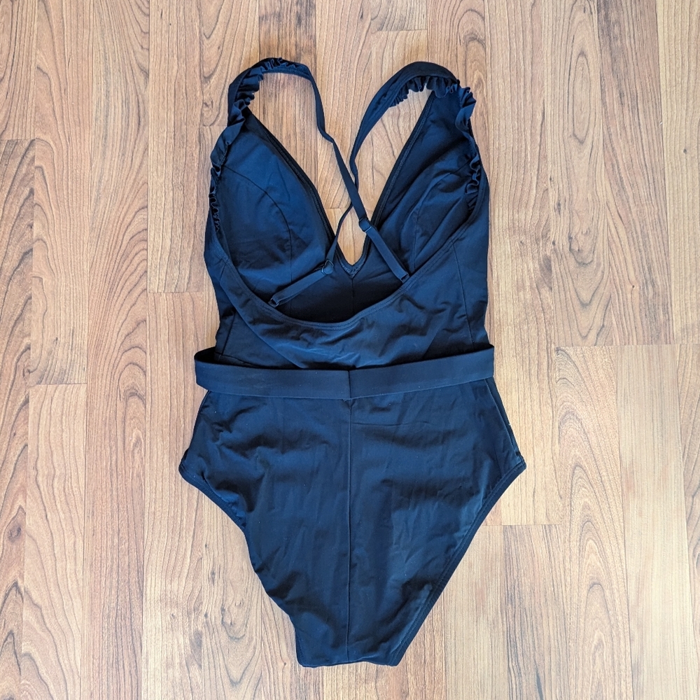 NWOT Skinny Dippers by Miracle Suit Cinch Ruffle One Piece Swimsuit in Black… - Picture 4 of 8
